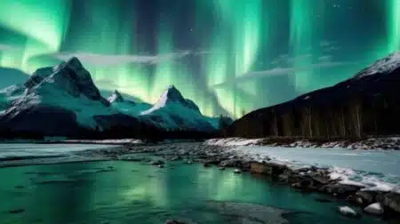 Northern Lights Above Mountains